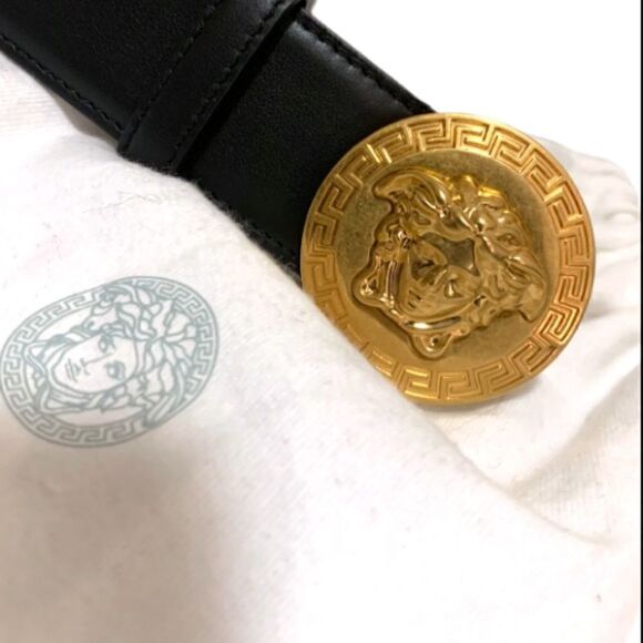 VERSACE Brushed Gold Medusa Head Buckle Belt - Picture 3 of 8